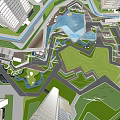 Residential Landscape Design With Green Spaces Water Features And Modern Buildings