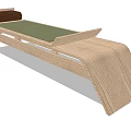 Wooden Lounge Chair with Green Cushion and Brown Pillow for Comfortable Relaxation