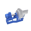 Industrial Blower Equipment with Blue Electric Motor White Housing and Sturdy Steel Base
