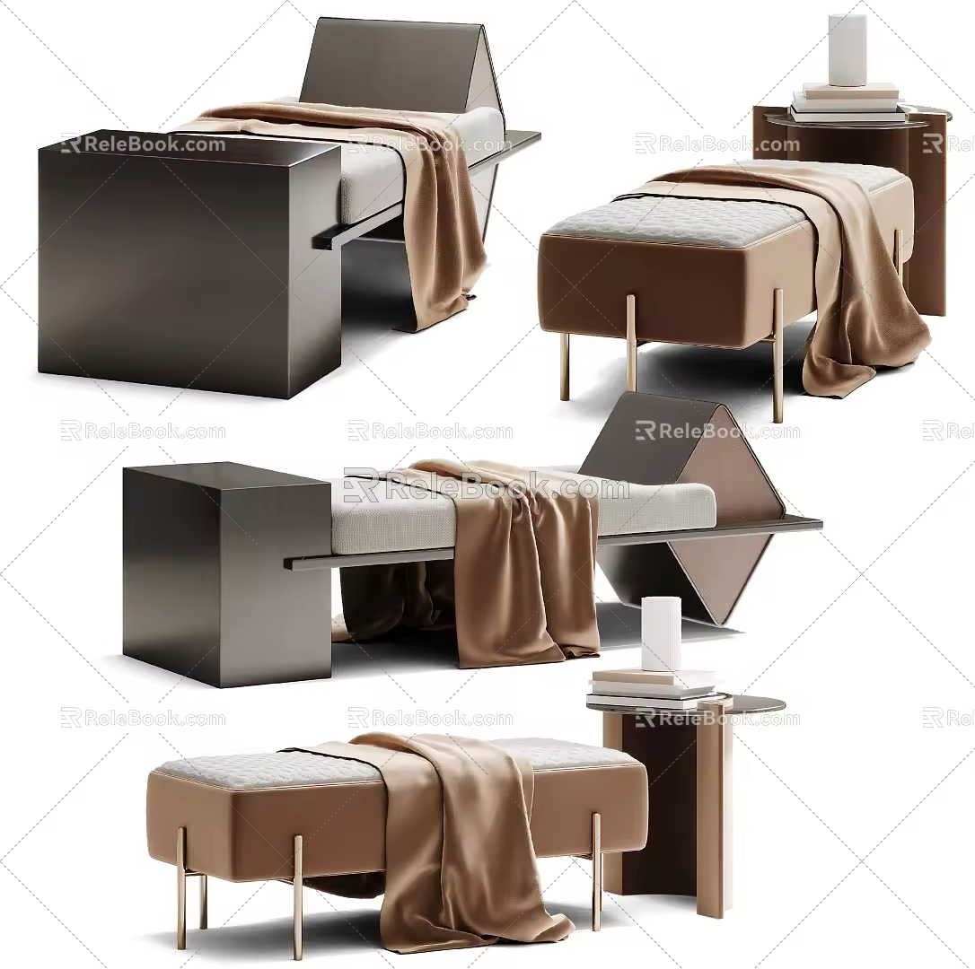 Light Luxury Sofa Stool 3d model