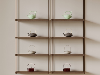 New Chinese Style Storage Rack Decorative Rack Tea Set 3d model