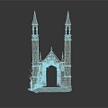 Gothic Style Building Featuring Twin Spires Arched Doorway Intricate Carvings And Climbing Vines