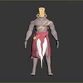 Shirtless Man With Pink Skin Golden Accessories And Pink White Skirt