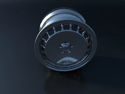 Sleek Silver Metallic Tire Rim With Modern Spokes And Central Hub Design 3d model