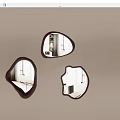 Irregular Shaped Brown Frame Wall Mounted Decorative Mirrors With Interior Reflection 3d model