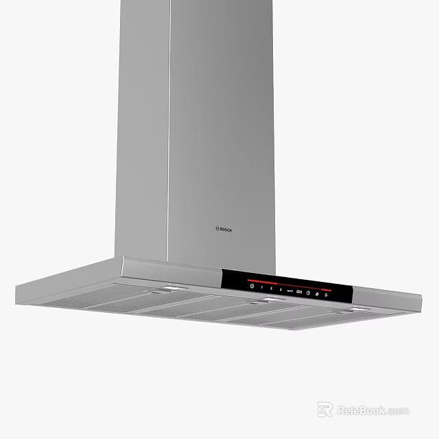 Stainless Steel Modern Range Hood With Sleek Design And Control Panel Lights 3d model 