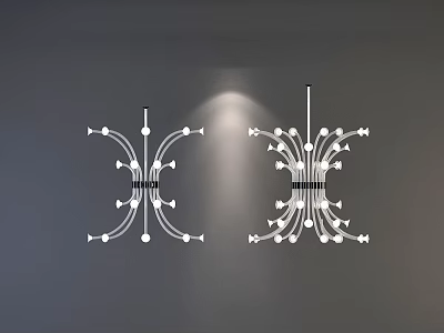 Modern Stylish Chandeliers with Curved Arms and White Light Fixtures 3d model