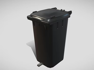 Black Foot Pedal Waste Bin Public Facility With Secure Lid And Sturdy Build 3d model
