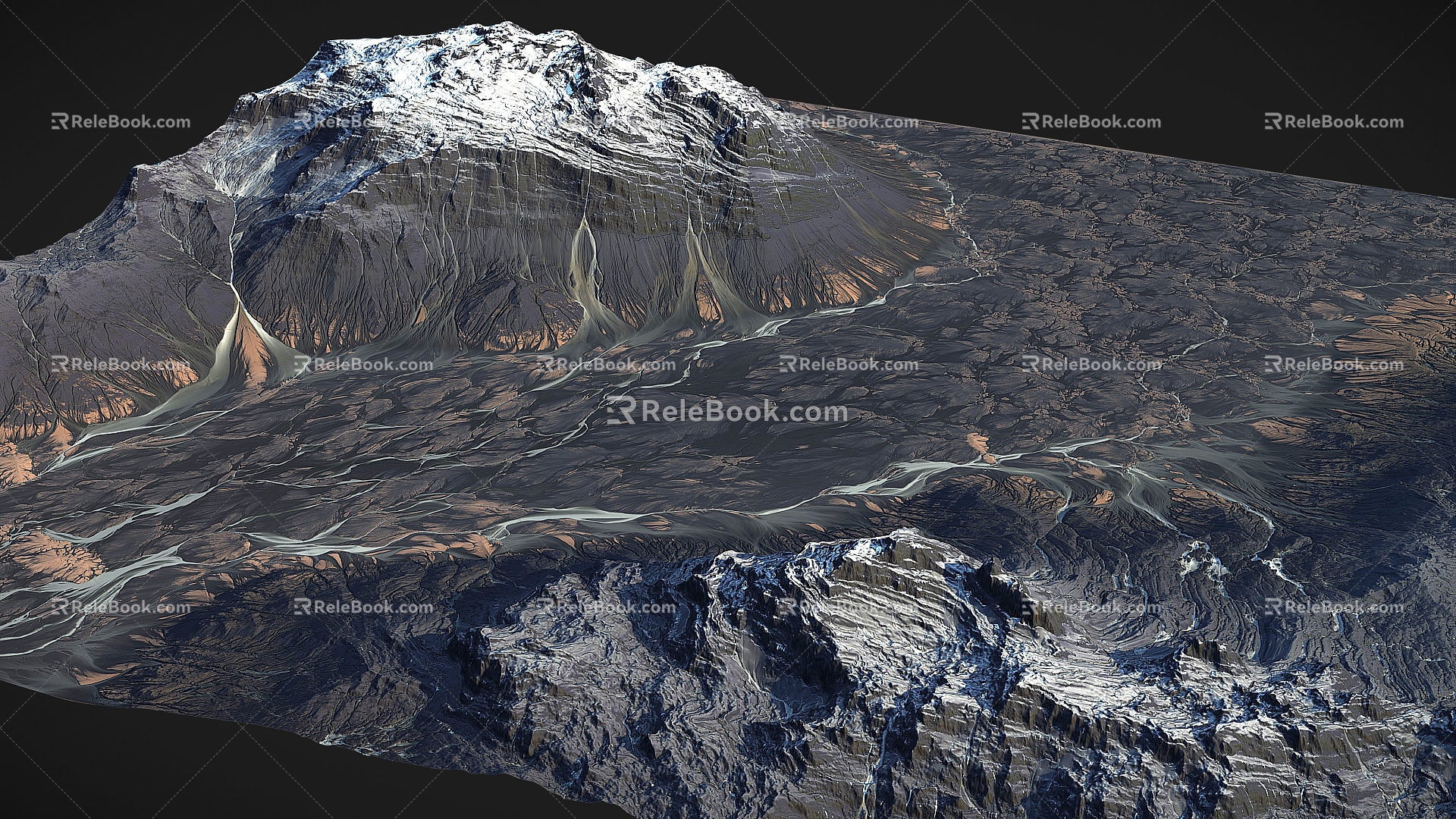 Volcano Iceland Montenegro Glacier Karst Landform Mountain Range Canyon Plateau Valley Canyon 3d model