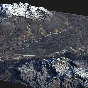 Volcano Iceland Montenegro Glacier Karst Landform Mountain Range Canyon Plateau Valley Canyon 3d model