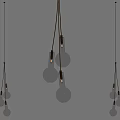 Stylish Pendant Lights with White Bulbs and Gold Hanging Wires Against Gray Wall Background