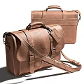 Brown Leather Business Bag With Adjustable Shoulder Strap And Metal Buckle Detail