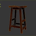 Red Wooden Bar Stool With Classic Design Simple Structure And Sturdy Legs