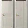 Modern Light Gray Hinged Doors With Different Geometric Patterns And Golden Handles 3d model