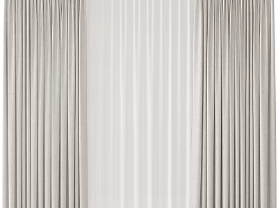Light Gray Linen Curtains With Elegant Pleated Design And Soft Texture For Home Decoration 3d model