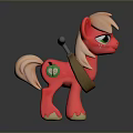Red Pony Toy Figure With Pink Mane Green Symbol And Brown Harness