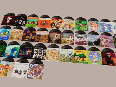 Various Colorful Patterned Pendants for Decoration with Cartoon Landscape Animal and Art Designs 3d model