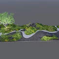 Courtyard Garden Design With Winding Path Green Plants And Stones