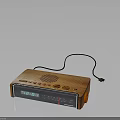 Wooden Electronic Radio With Digital Display Screen Control Buttons And Power Cord