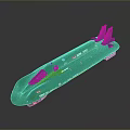 Green Streamlined Racing Boat With Multiple Logos And Rear Fins Design