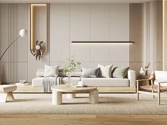 Quiet sofa tea table combination 3d model