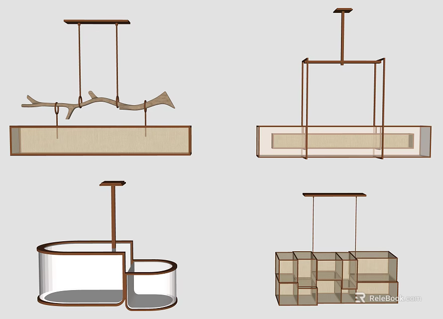 Modern Chandelier Designs With Geometric Shapes Metal Frames And Glass Elements 3d model