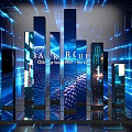 Tech Style Photo Spot With Neon Blue Structures 3d model