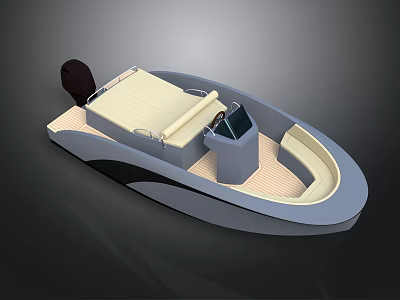 Small Recreational Boat With Light Colored Seats And Modern Hull Design 3d model