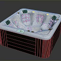 Square Hot Tub with Wooden Exterior White Interior Massage Jets and Digital Control Panel