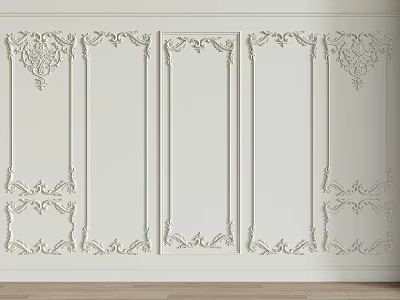 Elegant White Wall Interior With Decorative Lines And Symmetrical Ornate Patterns Design 3d model