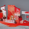 2024 Chinese New Year Elegant Festive Decorations With Red Lanterns Dragon Fortune Elements 3d model
