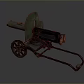 Vintage Military Cannon Weapon With Metal Barrel And Wooden Wheels Design