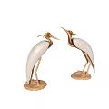 Elegant Gold And White Crane Decorative Figurines For Home Ornament 3d model