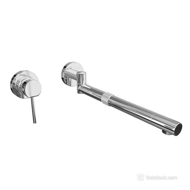 Modern Chrome Wall Mounted Faucet With Handheld Sprayer And Installation Parts 3d model 
