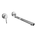 Modern Chrome Wall Mounted Faucet With Handheld Sprayer And Installation Parts