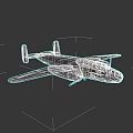Vintage Fighter Jet 3D Model With Camouflage Paint Twin Wings And Dark Background