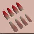 Translucent Gradient Artificial Nails In Pink Green Shades For Manicure Use