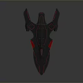 Futuristic Black Sci-Fi Spaceship With Red Accents Green Engines And Streamlined Design