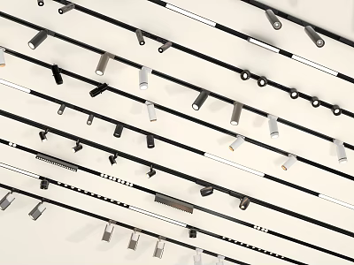 Modern Downlights And Spotlights On Track System For Home Lighting Design 3d model
