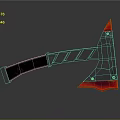 3D Model Axe With Silver Metal Handle And Red Reflective Blade On Black Background