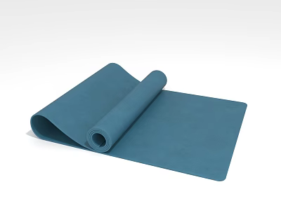Blue Rolled Yoga Mat For Fitness Exercise With Non Slip Comfortable Surface 3d model