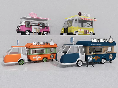 Modern Vans Mobile Vans Breakfast Cart Snack Cart Night Stall Cart 3d model