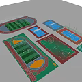 Football Field With Running Track Basketball Court Tennis Court Swimming Pool And Stands