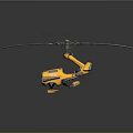 Yellow Aerospace Vehicle With Long Rotor Blades For Space Exploration Missions