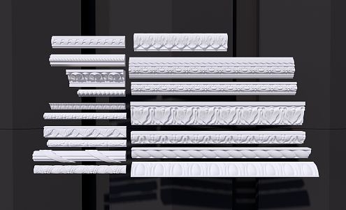 European-style plaster line carved 3d model