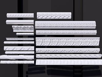 European-style plaster line carved 3d model