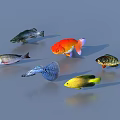 Vibrant Aquatic Animals Featuring Goldfish Tropical Fish And Colorful Species