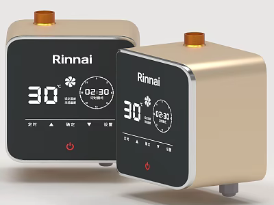Rinnai Household Appliances with Digital Display Showing 30 Degrees Time Golden Black Compact Design 3d model