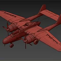 Vintage Twin Propeller Fighter Aircraft With Military Green Finish And Star Insignia On Wings