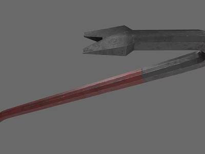 Tactical Weapon Constructed From Metal With Red Grip Grey Head And Modern Design Features 3d model